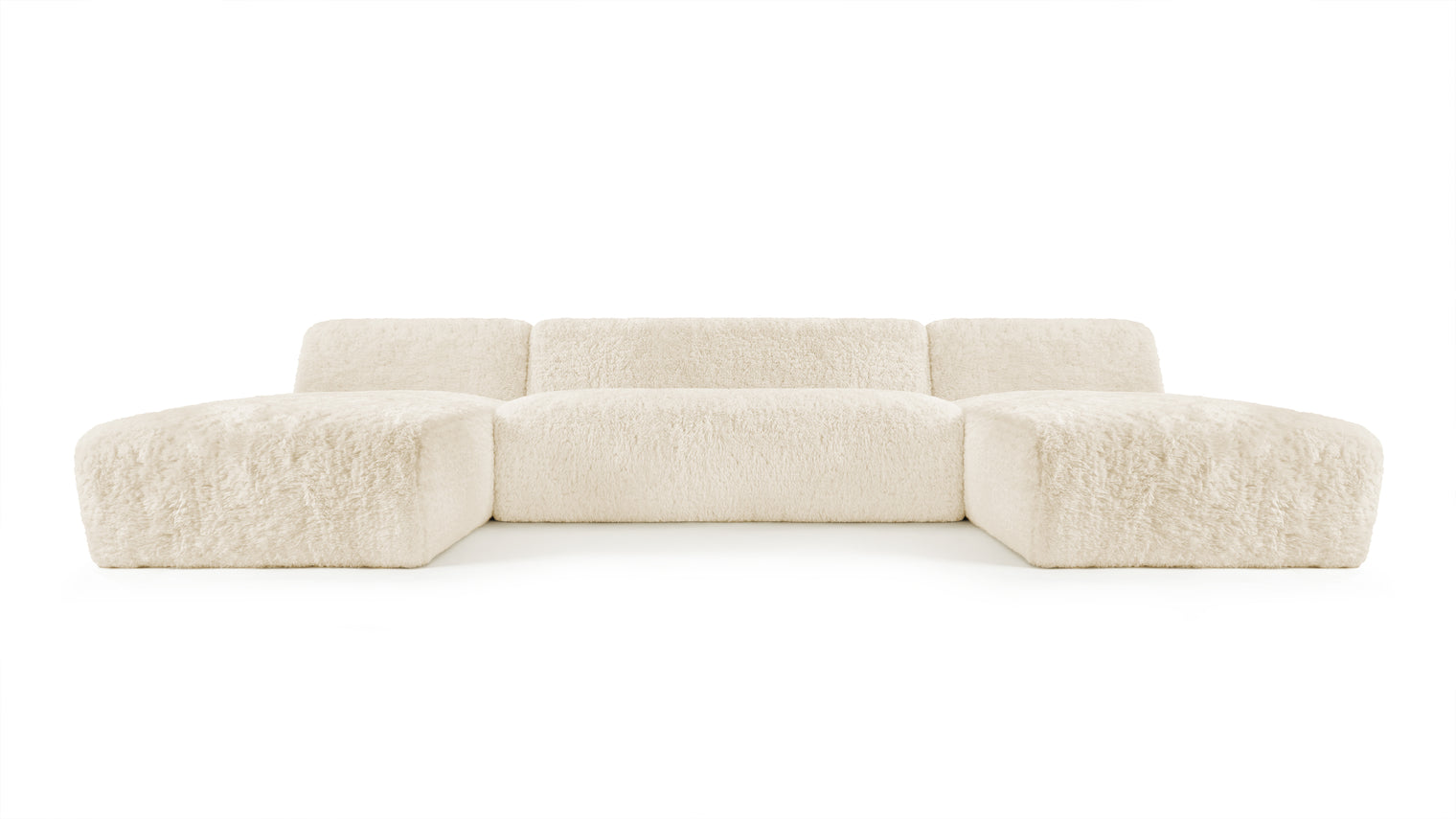 Iona - Iona Sectional, Double Chaise, White Long Hair Sherpa