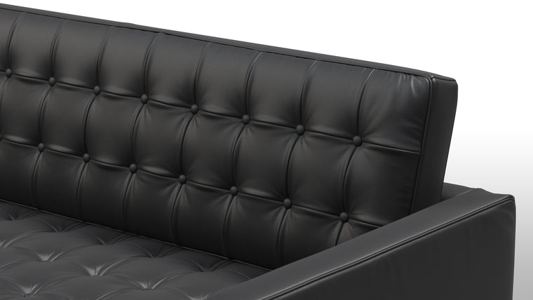 Florence - Florence Three Seater Sofa, Left Chaise, Vintage Black Vegan Leather
