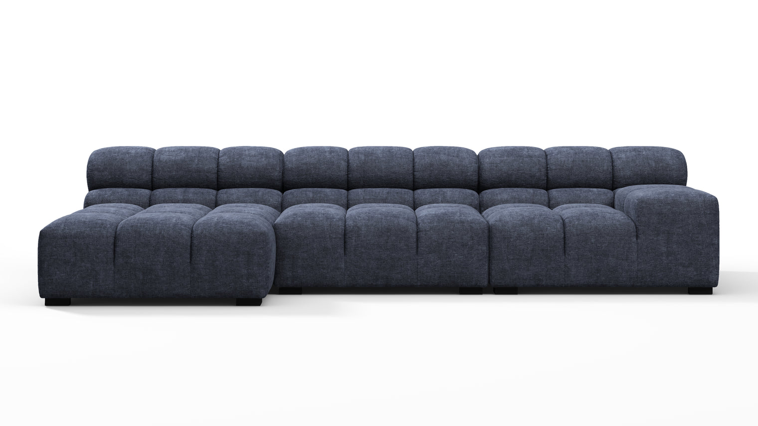 Tufted - Tufted Sectional, Small, Left Chaise, Indigo Blue Chenille
