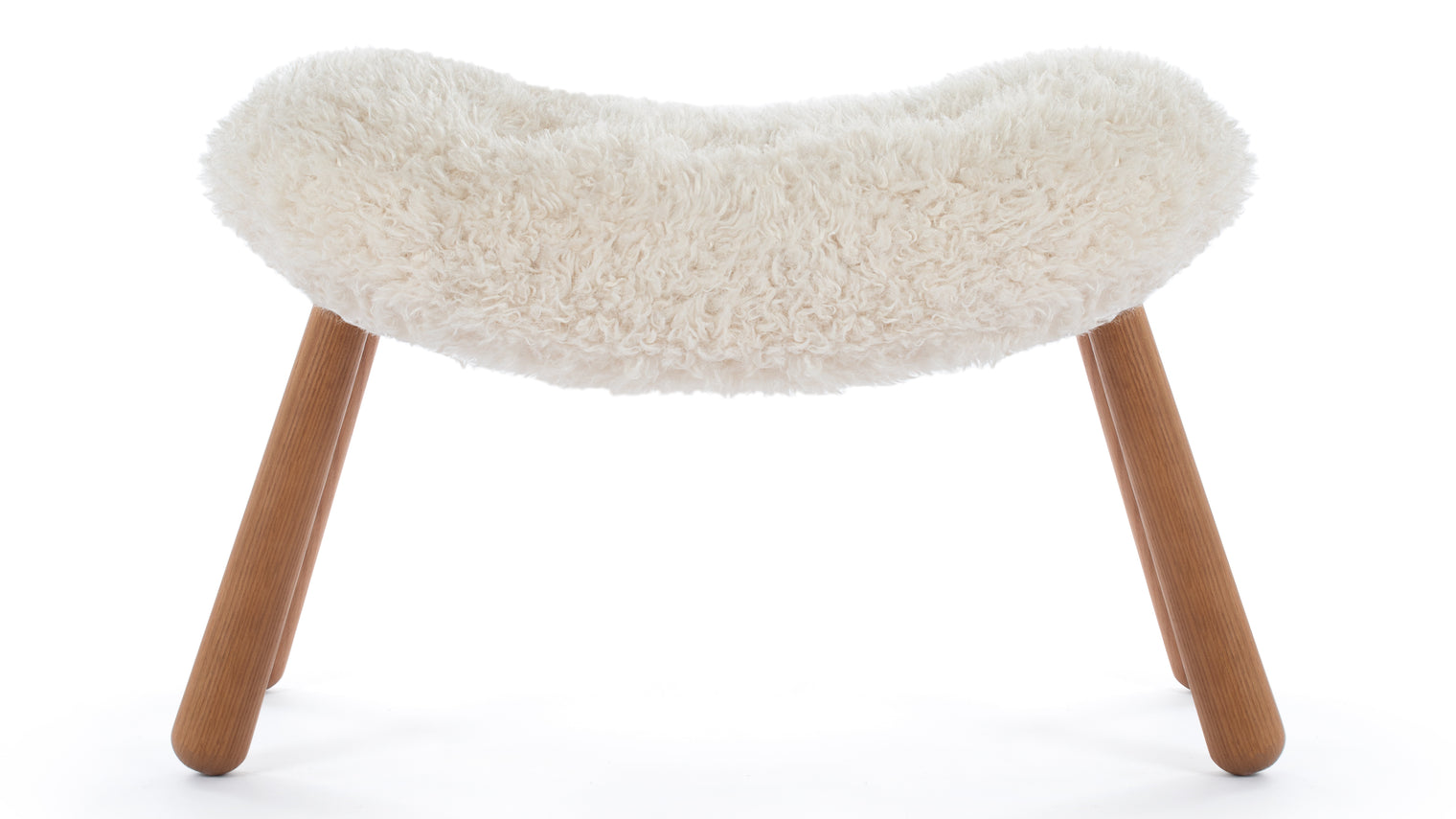 Clam - Clam Ottoman, White Long Hair Sherpa