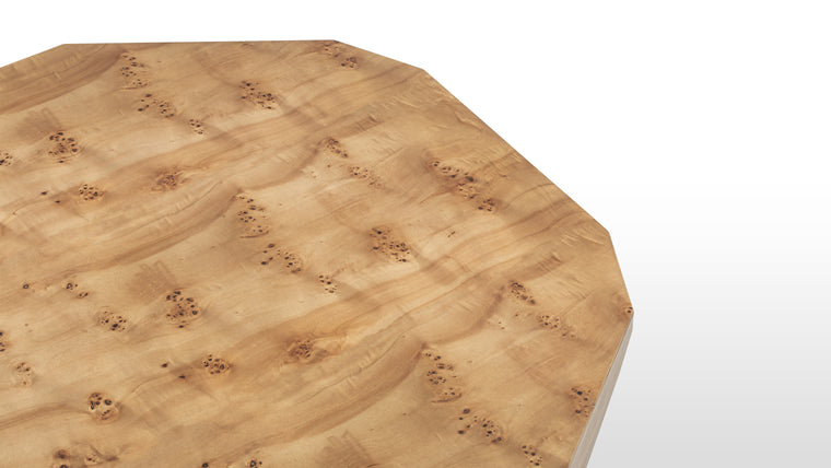 Beautiful Burl Wood | What truly sets the Callie Coffee Table apart is its unparalleled burl wood veneer finish. This exquisite veneer showcases the natural beauty of the wood, with swirling patterns and intricate grains add depth and character to the table's minimalist design.
