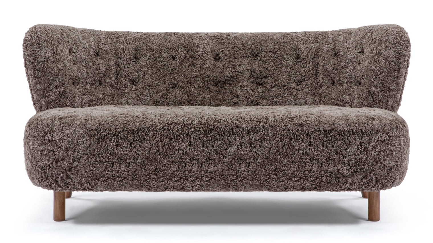 Petra - Petra Sofa, Frosted Coco Luxe Sheepskin and Walnut