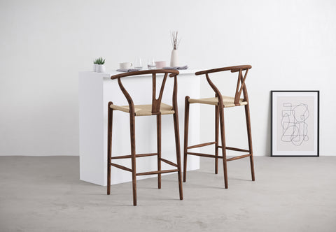 Wish - Wish Bar Stool, Light Walnut, 29.5