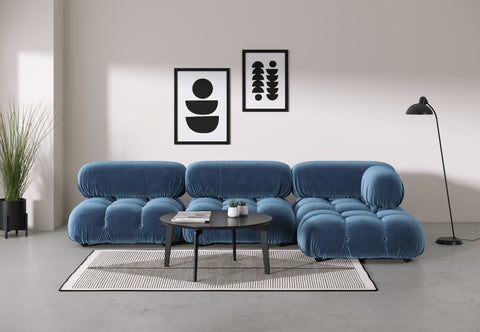 Belia - Belia Sectional, Right Chaise, Aegean Blue Velvet