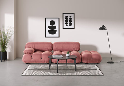 Belia - Belia Open End Sofa, Right, Blush Pink Velvet