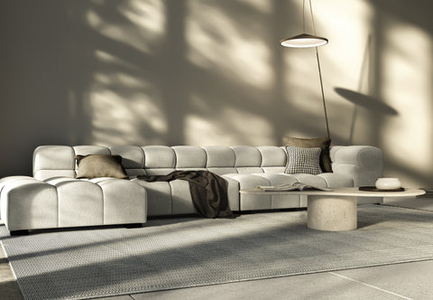 Tufted - Tufted Sectional, Large, Left Chaise, Light Gray Wool