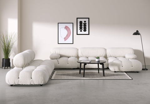 Belia - Belia Large Sectional, Left Corner, White Boucle