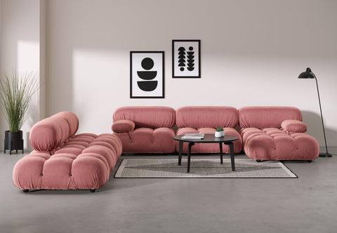 Belia - Belia Large Sectional, Left Corner, Blush Pink Velvet