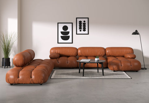 Belia - Belia Large Sectional, Left Corner, Tan Premium Leather