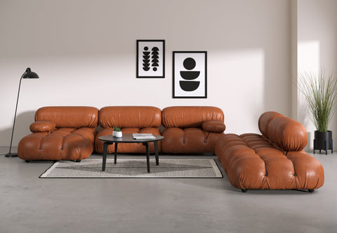 Belia - Belia Large Sectional, Right Corner, Tan Premium Leather