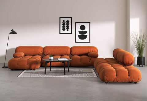 Belia - Belia Large Sectional, Right Corner, Apricot Velvet