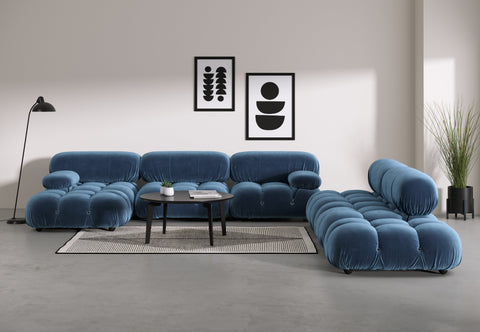 Belia - Belia Large Sectional, Right Corner, Aegean Blue Velvet