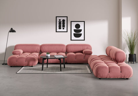 Belia - Belia Large Sectional, Right Corner, Blush Pink Velvet