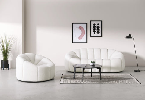 Alpha - Alpha Two Seater Sofa, White Boucle