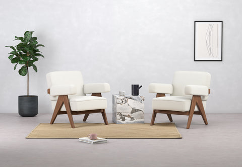Jeanneret - Jeanneret Lounge Chair, Ivory Linen