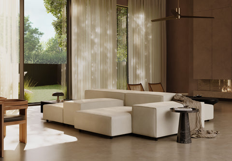 Extrasoft - Extrasoft Sectional Sofa, Combination 1, Ivory Chenille