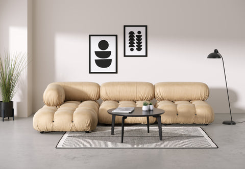 Belia - Belia Sectional, Left Chaise, Ecru Velvet