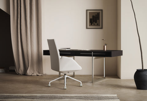 Mies - Mies Desk Chair, Light Gray Brushed Weave