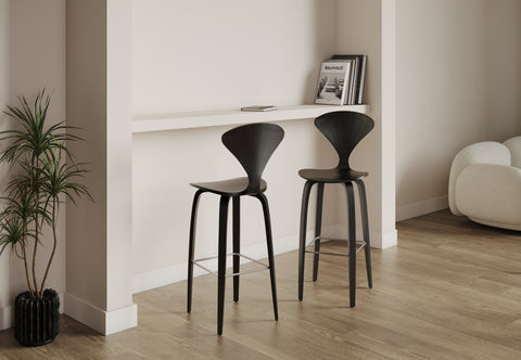 Norman - Norman Bar Stool, Black Ash, 29.5