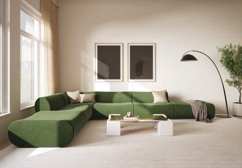 Leo - Leo Open End Sofa, Left, Lichen Plush Velvet