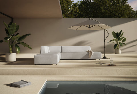 Acqua - Acqua Outdoor Ottoman, Dove Gray Performance Weave