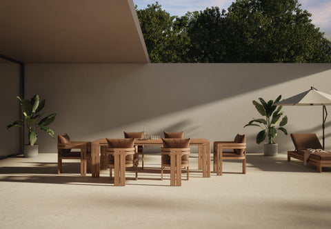 Lusso - Lusso Outdoor Dining Chair, Natural Teak with Mocha Cushions