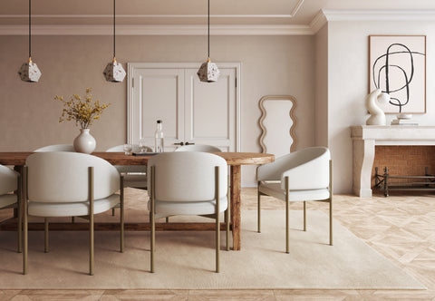 Esme - Esme Dining Chair, Oatmeal Brushed Weave and Brushed Brass