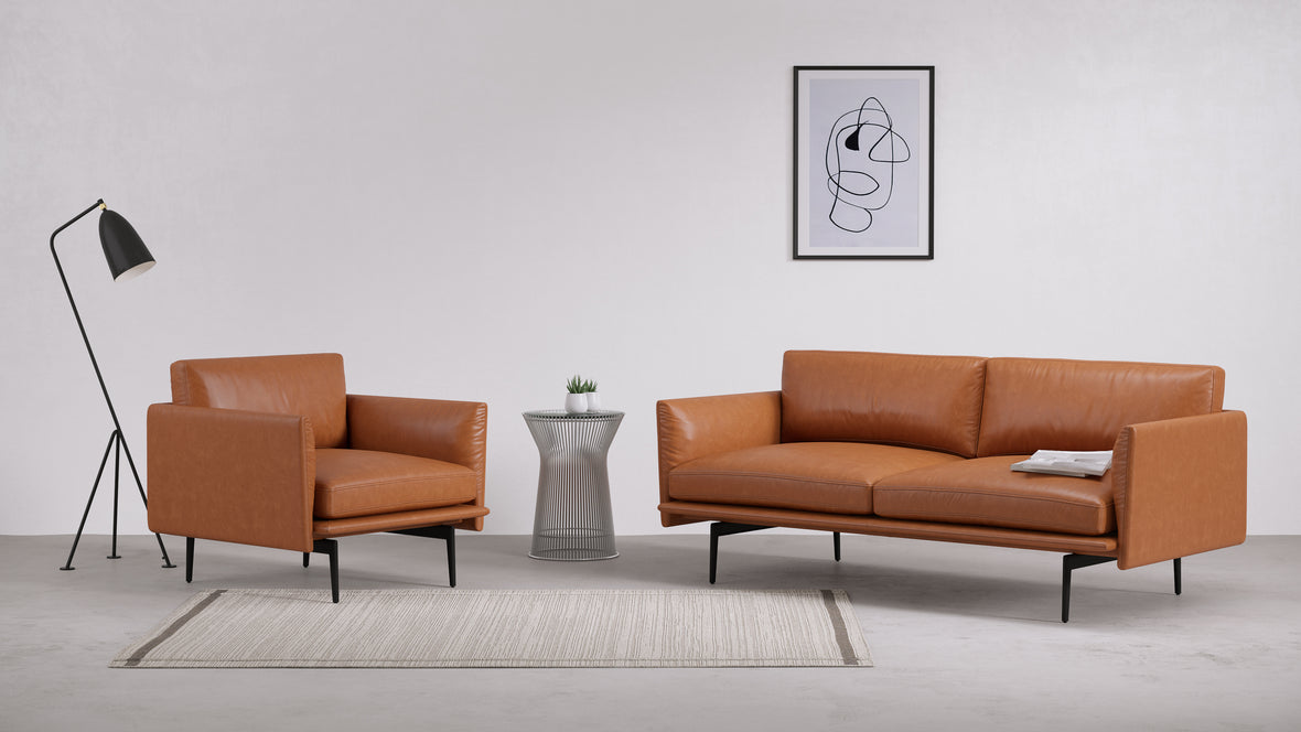 Toriko - Toriko Two Seater Sofa, Tan Premium Leather