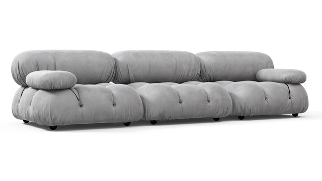 Belia - Belia Three Seater Sofa, Light Gray Velvet