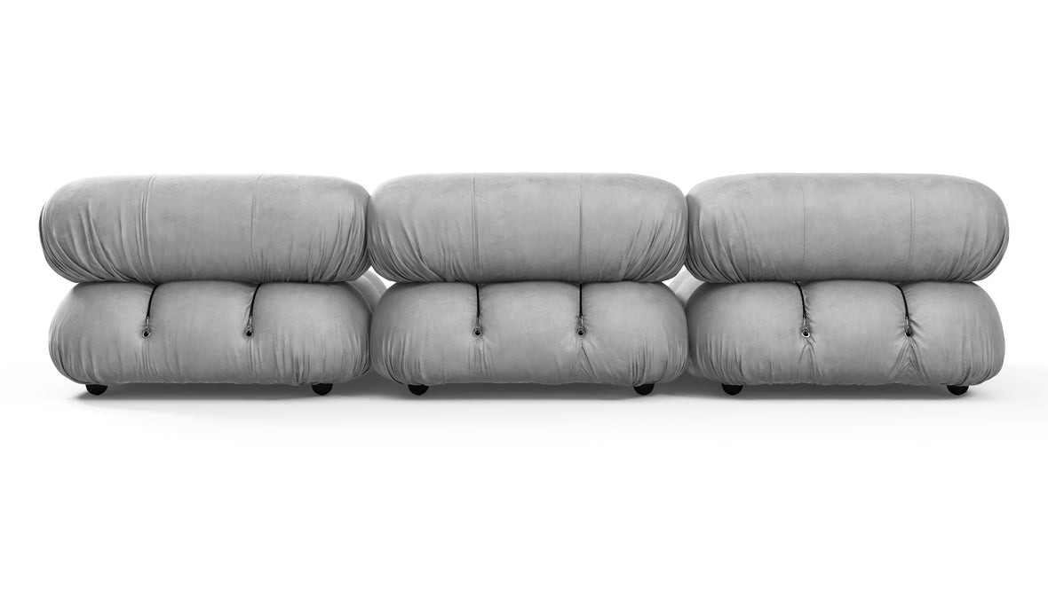 Belia - Belia Three Seater Sofa, Light Gray Velvet