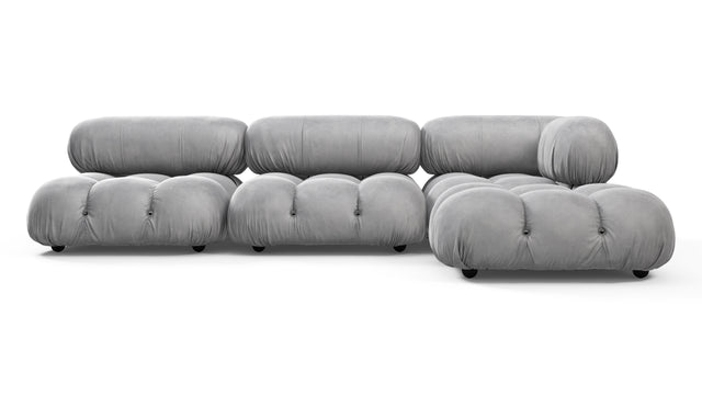 Belia - Belia Sectional, Right Chaise, Light Gray Velvet