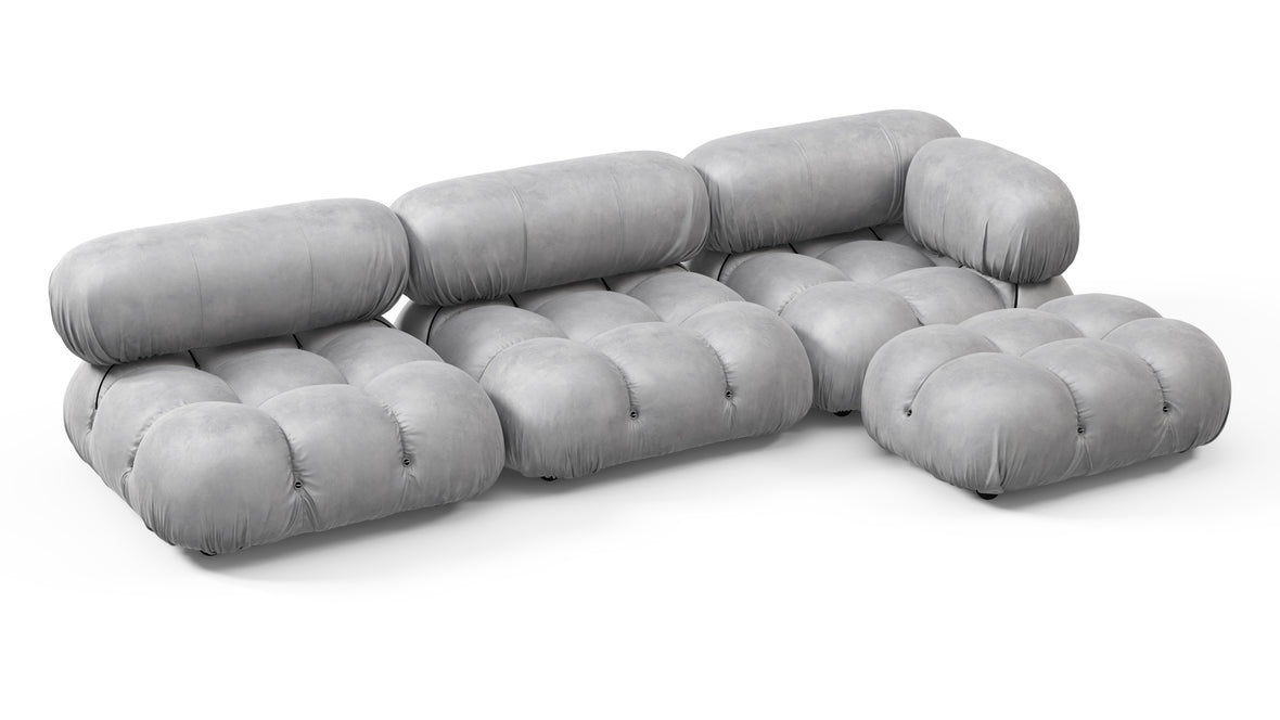 Belia - Belia Sectional, Right Chaise, Light Gray Velvet