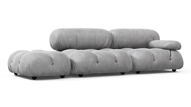 Belia - Belia Open End Sofa, Left, Light Gray Velvet