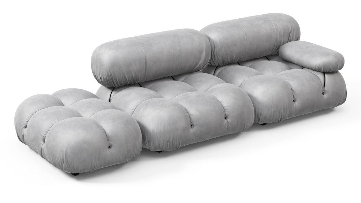 Belia - Belia Open End Sofa, Left, Light Gray Velvet