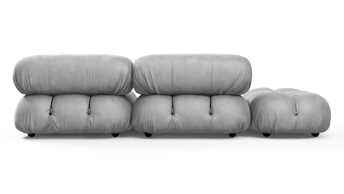 Belia - Belia Open End Sofa, Left, Light Gray Velvet