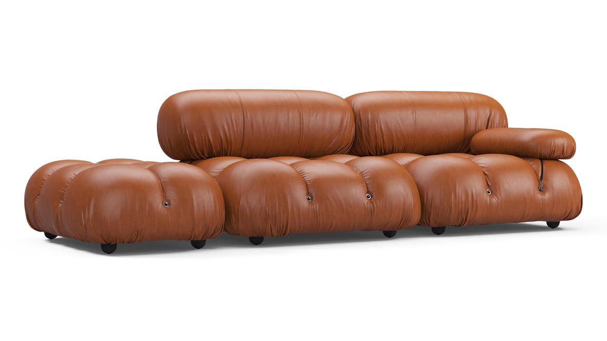 Belia - Belia Open End Sofa, Left, Tan Premium Leather