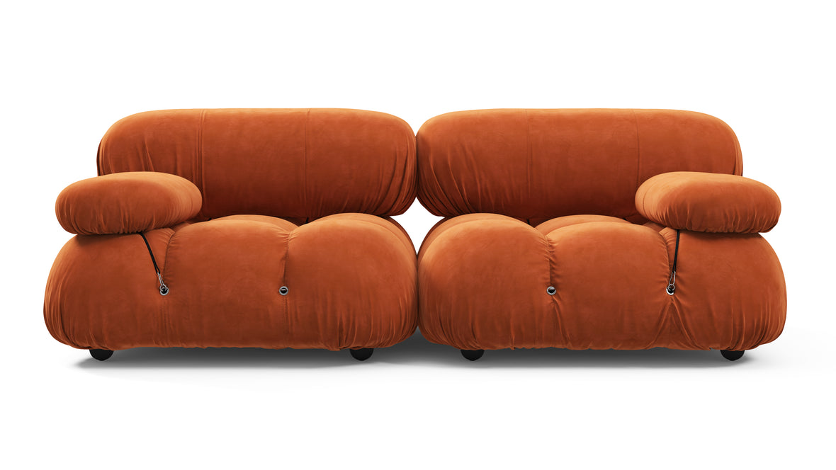 Belia - Belia Two Seater Sofa, Apricot Velvet