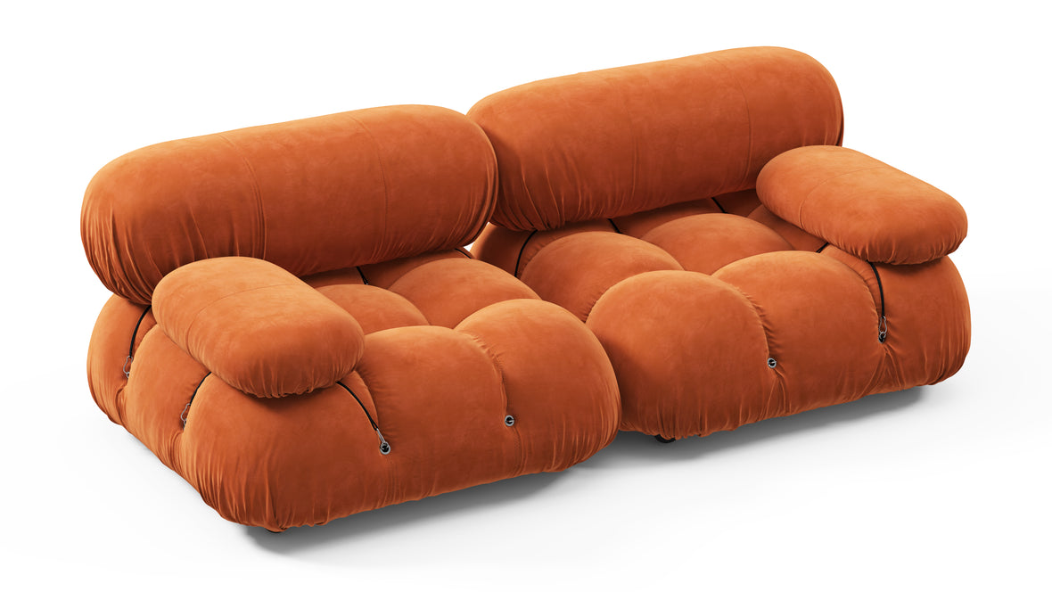 Belia - Belia Two Seater Sofa, Apricot Velvet