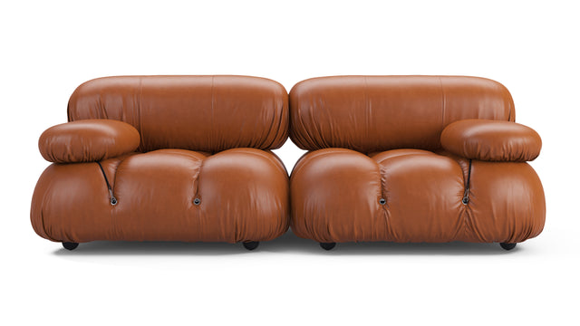 Belia - Belia Two Seater Sofa, Tan Premium Leather