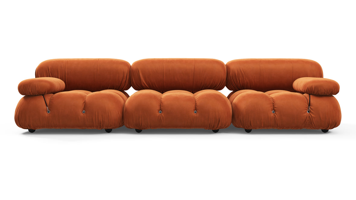 Belia - Belia Three Seater Sofa, Apricot Velvet