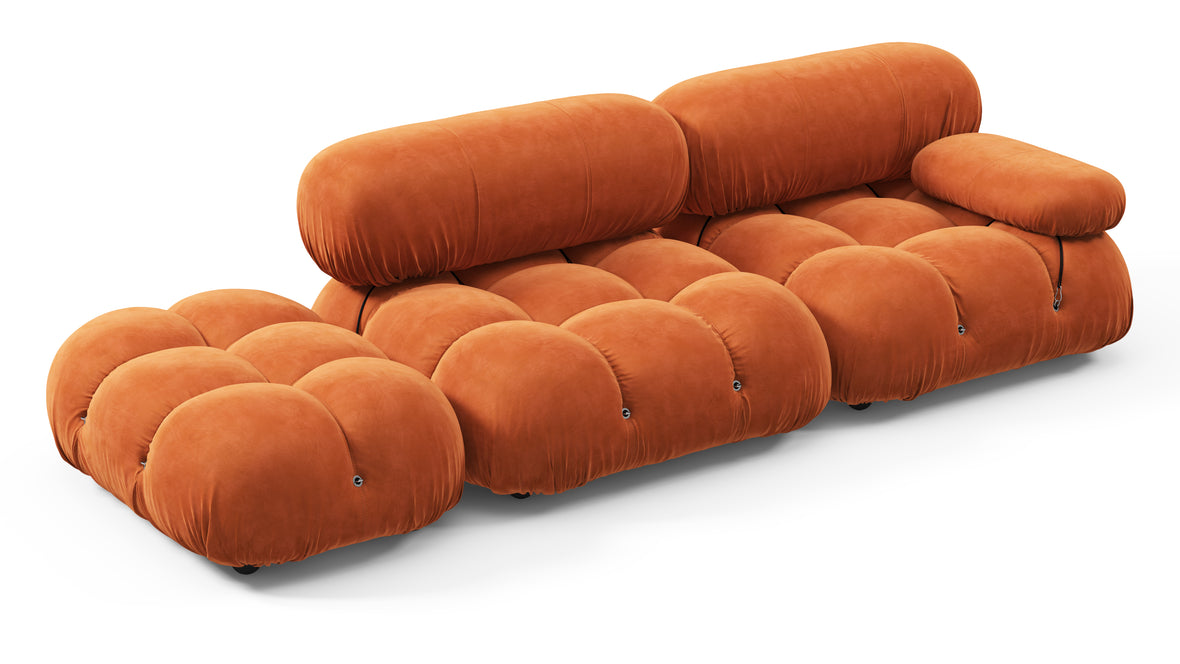 Belia - Belia Open End Sofa, Left, Apricot Velvet