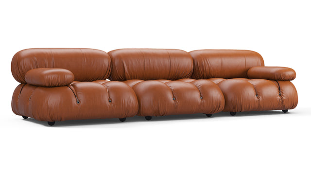 Belia - Belia Three Seater Sofa, Tan Premium Leather