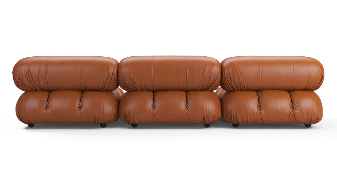 Belia - Belia Three Seater Sofa, Tan Premium Leather