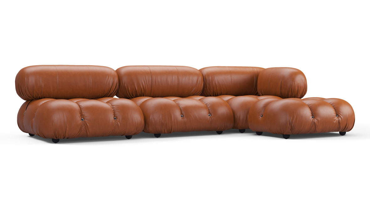 Belia - Belia Sectional, Right Chaise, Tan Premium Leather