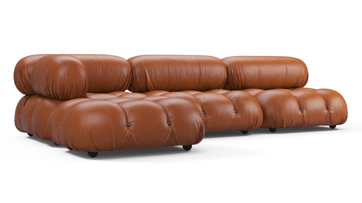 Belia - Belia Sectional, Left Chaise, Tan Premium Leather