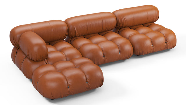 Belia - Belia Sectional, Left Chaise, Tan Premium Leather