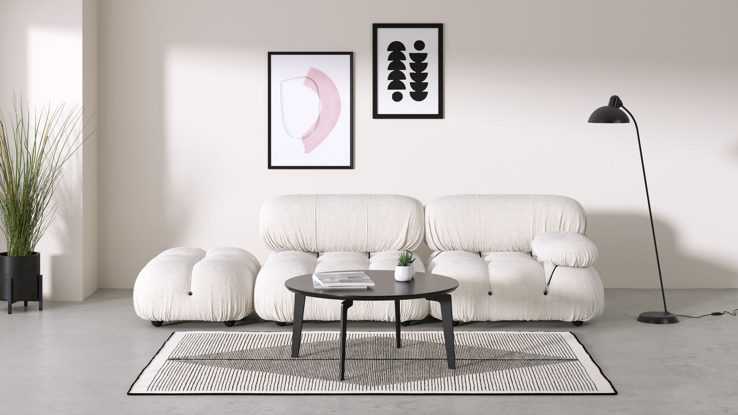 Belia - Belia Open End Sofa, Left, White Boucle