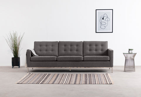 Florence - Florence Three Seater Sofa, Dark Gray Wool