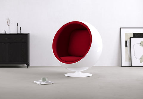 Ball - Ball Chair, Bold Red Wool and White