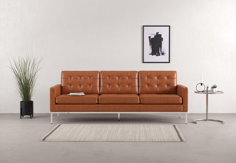 Florence - Florence Three Seater Sofa, Tan Premium Leather